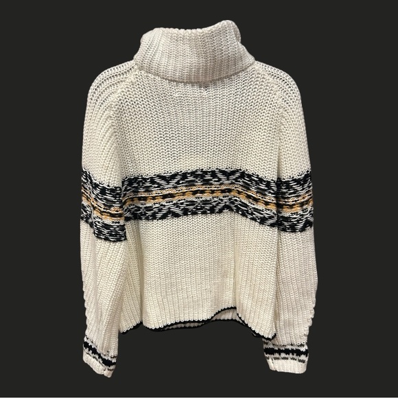 NWT JOHN + JENN Febe Sunrise Chunky Knit Finnel Neck Fair Isle‎ Sweater M - Picture 3 of 11